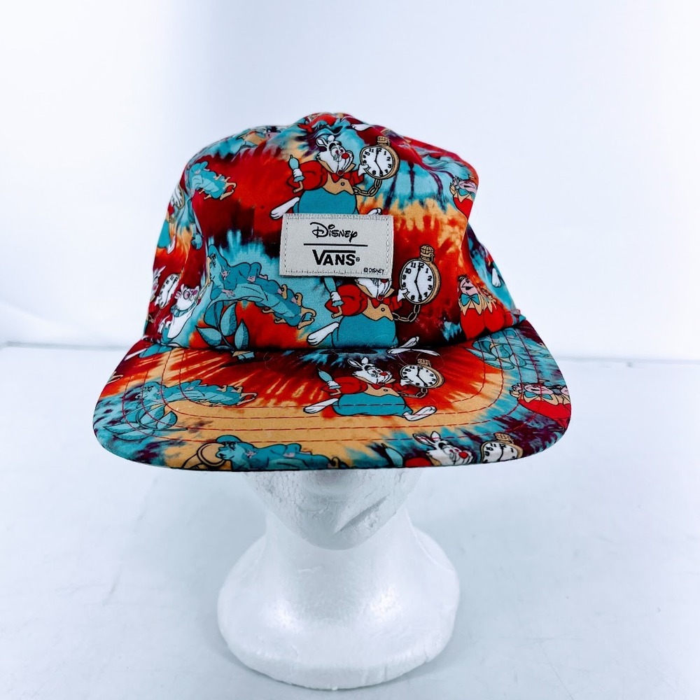 Disney Vans Alice in Wonderland Tie Dye Snapback Hat White Rabbit Mad Hatter